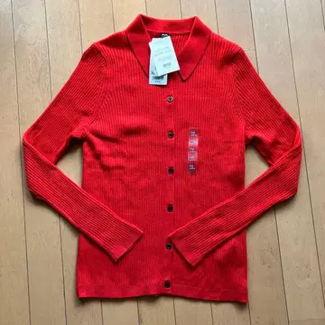 엑스트라 파인 메리노 리브 폴로 가디건 XL 레드