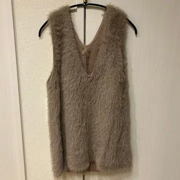 sirodelabonte 전후 2way 베이지 퍼 슬리브리스 베스트