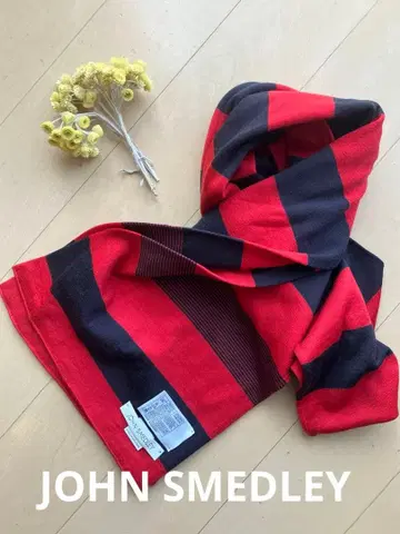 JOHN SMEDLEY 울 머플러 레드/네이비