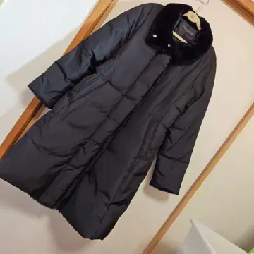 jura 블랙 롱 다운 코트 퍼 포함