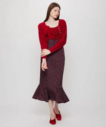 DEICY 빈티지 로즈 머메이드 스커트