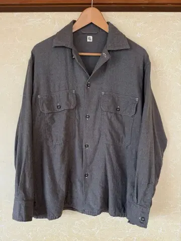 캡틴선샤인 캐시미어 혼방 오픈 카라 긴팔 셔츠 그레이 36