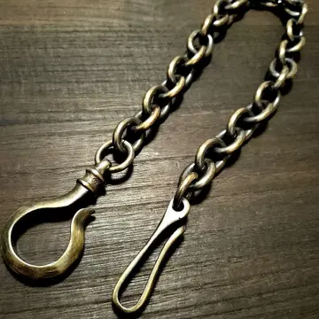 훈제 놋쇠 원형 타원형 15mm 지갑 체인 빈티지 원형 후크