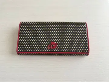 agnes b. 장지갑 도트 무늬 장지갑 블랙 x 빨간색