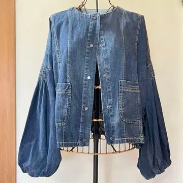 [새상품] ayane 데님 벌룬 슬리브 자켓