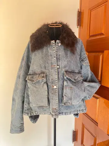 [ 새상품 ] seven fairy 리얼 무스탕 데님다운