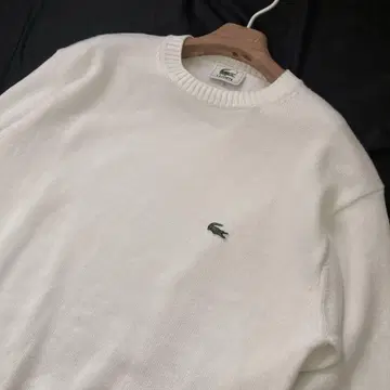 LACOSTE 라코스테 쿨넥 니트 스웨터 화이트