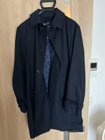 네이비 울 코트 벨트 포함