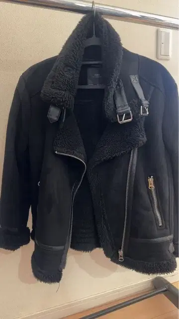 ZARA 인조 모피 더블 라이더 자켓