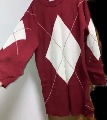 새상품 빅 아가일 니트 원피스