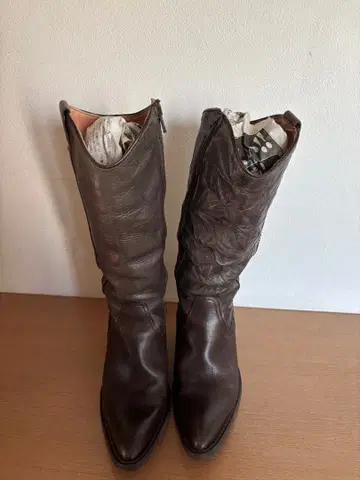 다크 브라운 가죽 롱 부츠