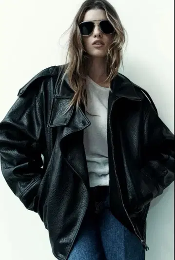 페이크 레더 자켓