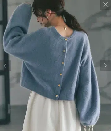 러브티크 봉봉 헤어리 울 전후 2WAY 가디건 블루