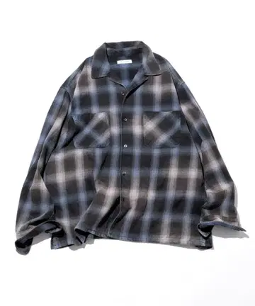 FREAK'S STORE 옴브레 체크 긴팔 셔츠 짧은 기장 박스 실루엣