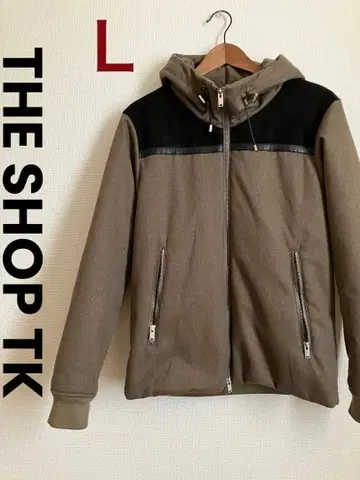 THE SHOP TK 카키 후드 부착 플리스풍 패딩 자켓 L