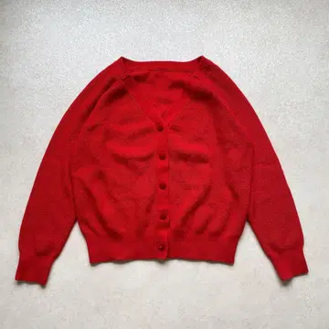 새상품급 마린프랑세즈 2way 울 니트 가디건 빨간색 벨로아 버튼