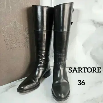 SARTORE 사토레 롱 부츠 더블 벨트 백 지퍼 블랙 36