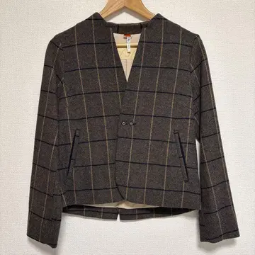 노카라 체크 자켓 브라운 계열