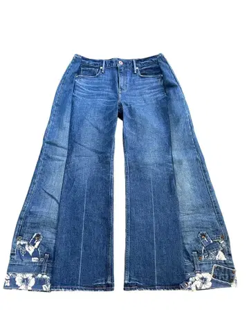 플레어 데님 하와이안 프린트 밑단