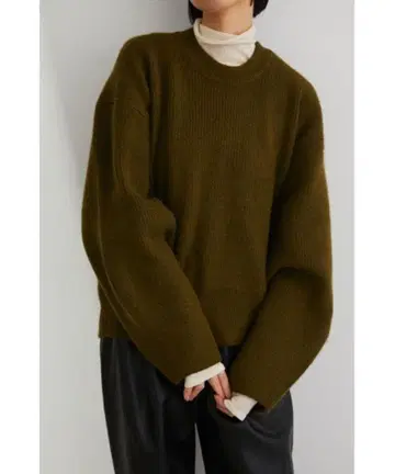 스타일 믹서기 백 형태 니트 올리브 그린