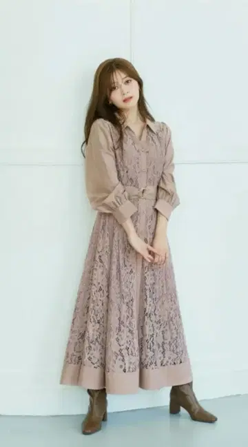 프로포션 바디 드레싱 긴팔 레이스 원피스