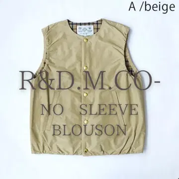 [ 새상품, 미사용 ] R&D.M.CO- 슬리브리스 블루종 베이지