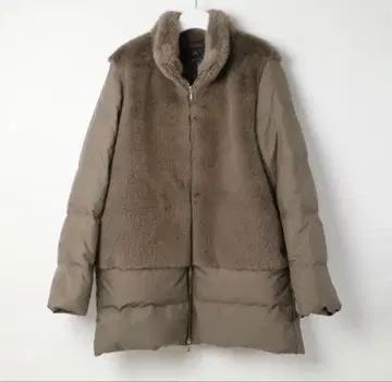 23구 ECOPEL 에코 퍼 콤비 다운 코트 브라운 38 M 새상품