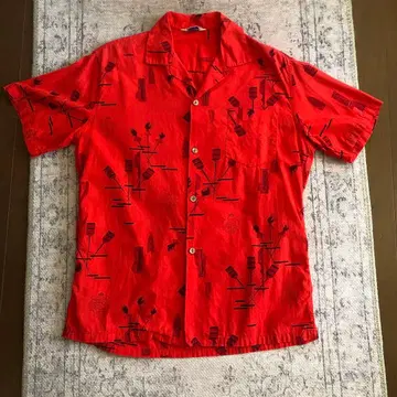 vintage 하와이안 셔츠 레드 M