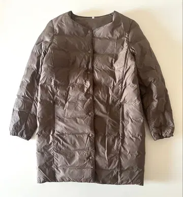무인양품 브라운 다운 자켓 노카라 롱 기장