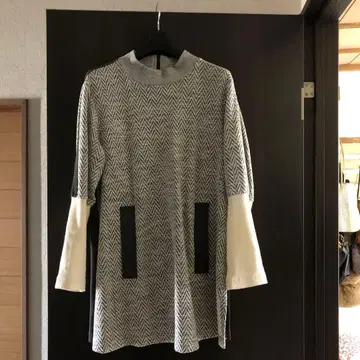 헤링본 패턴 긴팔 튜닉