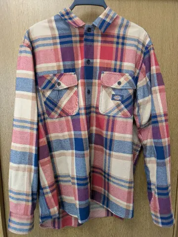 Dickies 체크 무늬 플란넬 셔츠 L 사이즈 베이지
