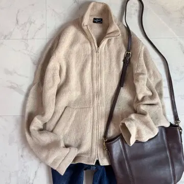 마가렛호웰 카멜 울 집업 니트 가디건 베이지