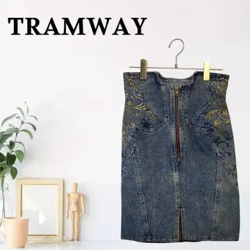 zG353 [ F ] TRAMWAY 데님 타이트 스커트 Y2K 스터드