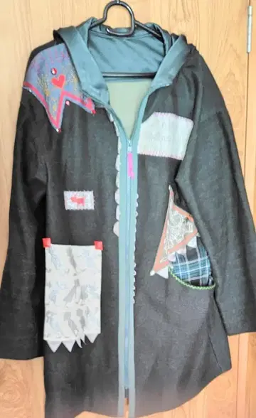 알베로베로 점퍼 코트 패치워크 그린 계열