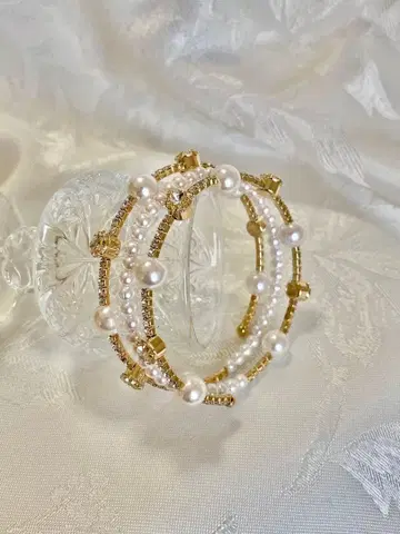 브라이덜 펄 큐빅 팔찌