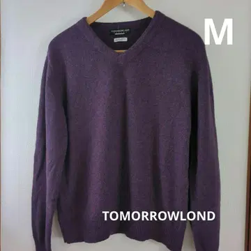 TOMORROWLOND 울 100 퍼플 V넥 스웨터 M
