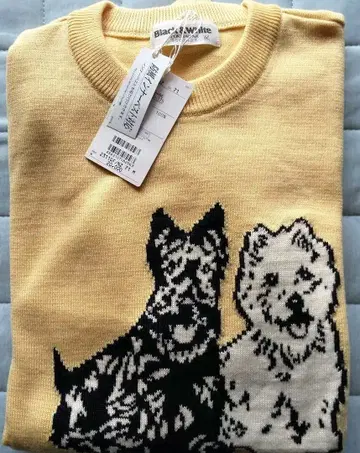 블랙&화이트 행복을 부르는 옐로우 컬러 스웨터 M 새상품!