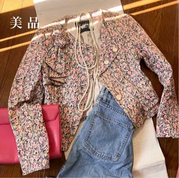 새상품급 유연한 리얼 가죽 큰 리본 포함 단짠 mix 숏 기장 자켓