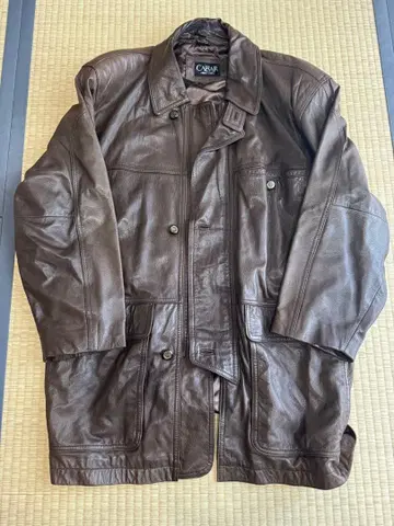 CAESAR 브라운 가죽 롱 자켓