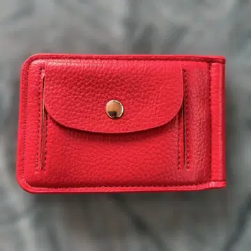 빨간색 가죽 3단 폴더형 지갑