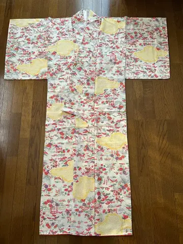 코몬 이중 기모노 탄고 크레이프 원단 기모노 순수 실크 교유젠