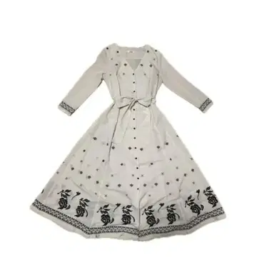 snidel 스나이델 자수입은 화이트 긴팔 셔츠 원피스