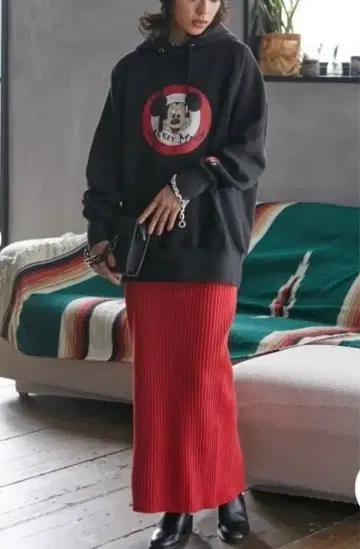 미키 후드티 블랙