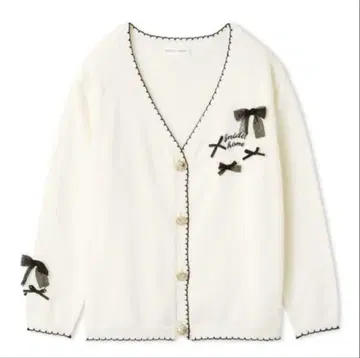 snidel home 리본 가디건 화이트