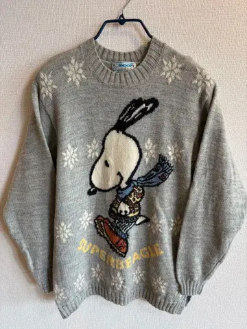 SNOOPY 스누피 니트 스웨터 그레이