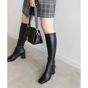 RANDA 스퀘어토 롱부츠 블랙 M