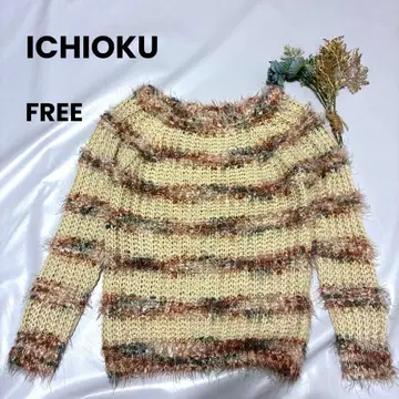 ICHIOKU 디자인 편직 니트 오샤레 라메 믹스 새상품급 a2189