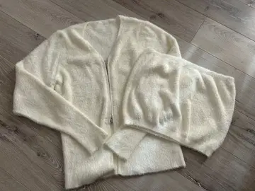 아이보리 가디건 하프 지퍼