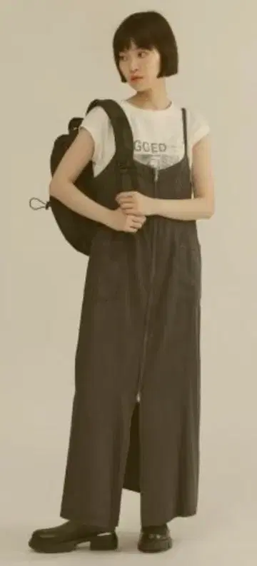 LASUD 프론트 지퍼 데님 원피스 YAMADAYA