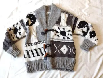 카우친 스웨터 패치워크 가디건 니트 Pebble 두꺼운